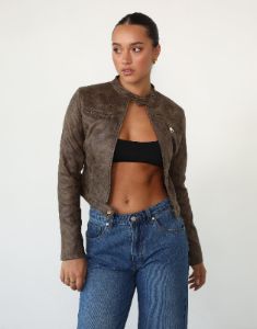 Bella Moto Jacket (Chocolate) - By Lioness sold by Charcoal Clothing