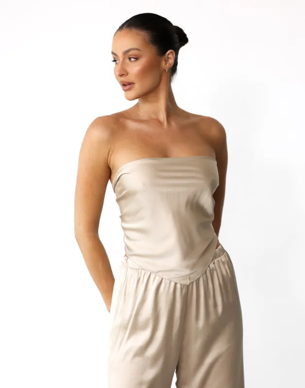 Jahmilla Scarf Top (Beige) sold by Charcoal Clothing