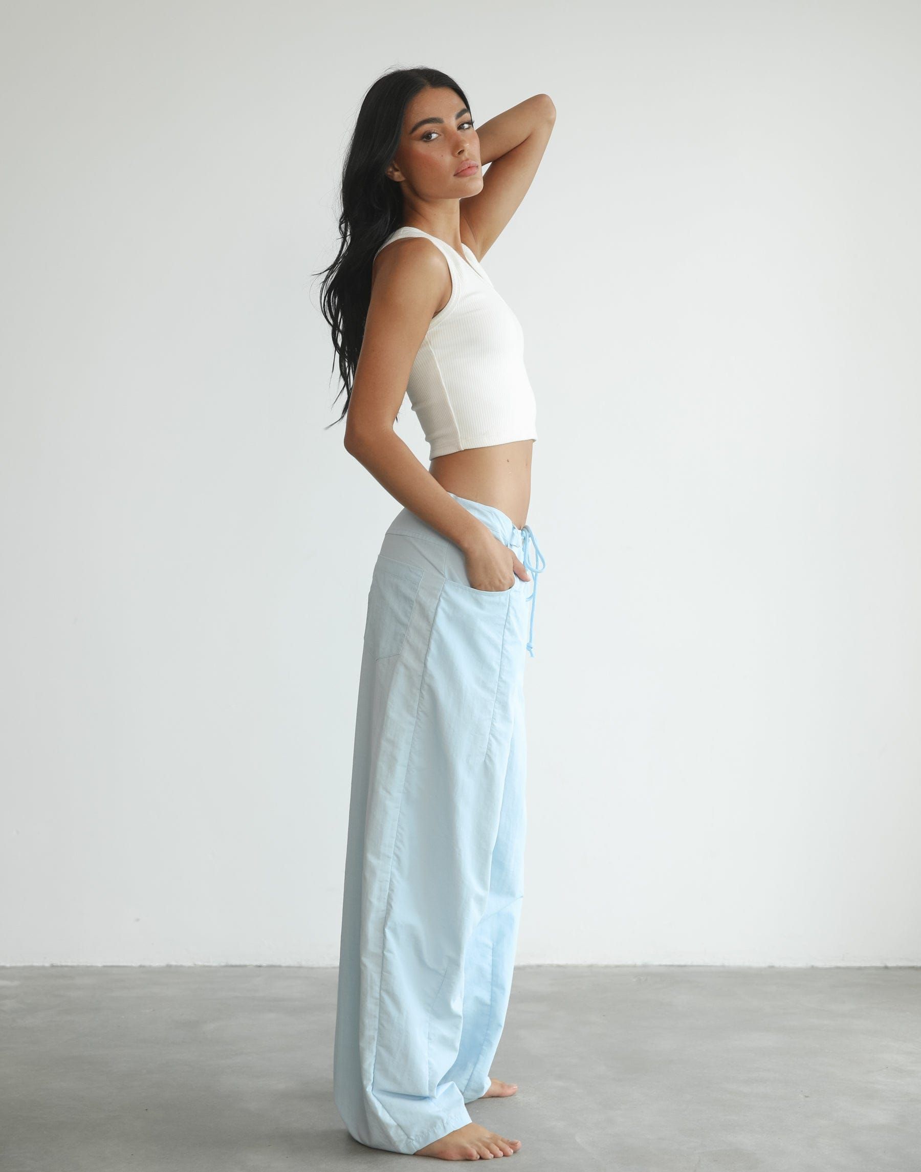 【Cara】shimmer parachute pants Hills Parachute Pants (Baby Blue) - By Lioness | Parallel