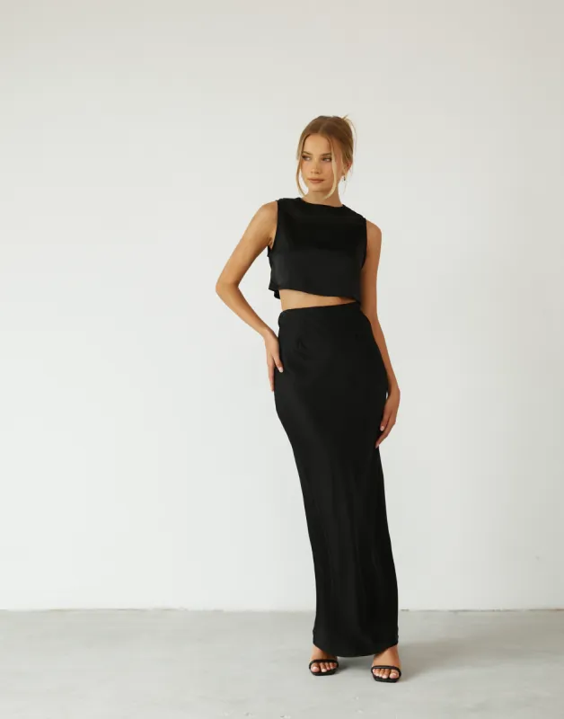 Sincerity Maxi Skirt (Black) sold by Charcoal Clothing