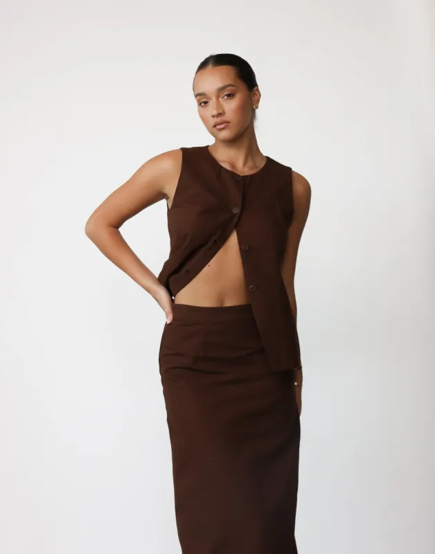 Kristen Vest Top (Chocolate) sold by Charcoal Clothing
