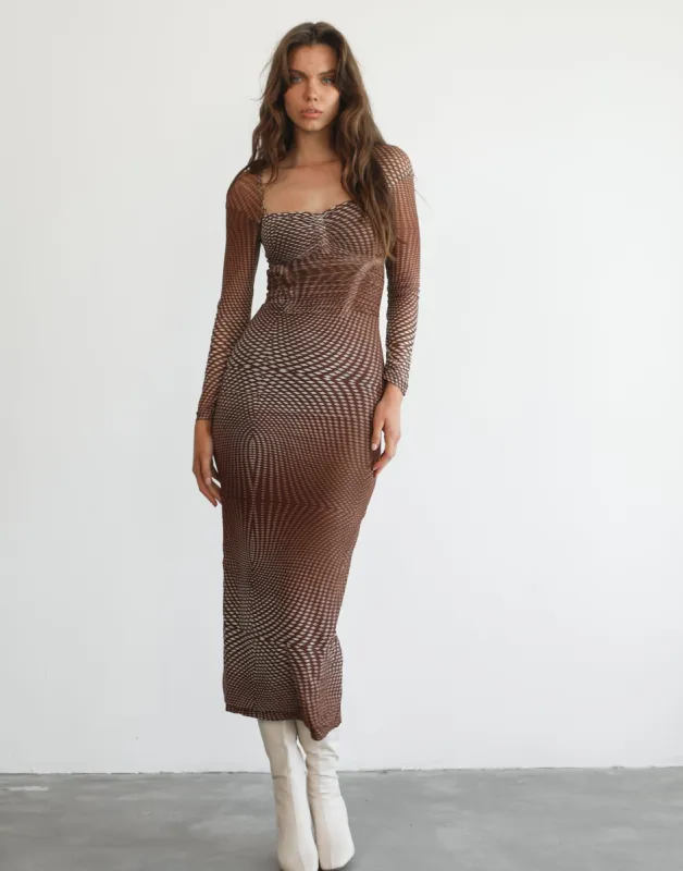 Bea Maxi Dress (Brown Print) sold by Charcoal Clothing