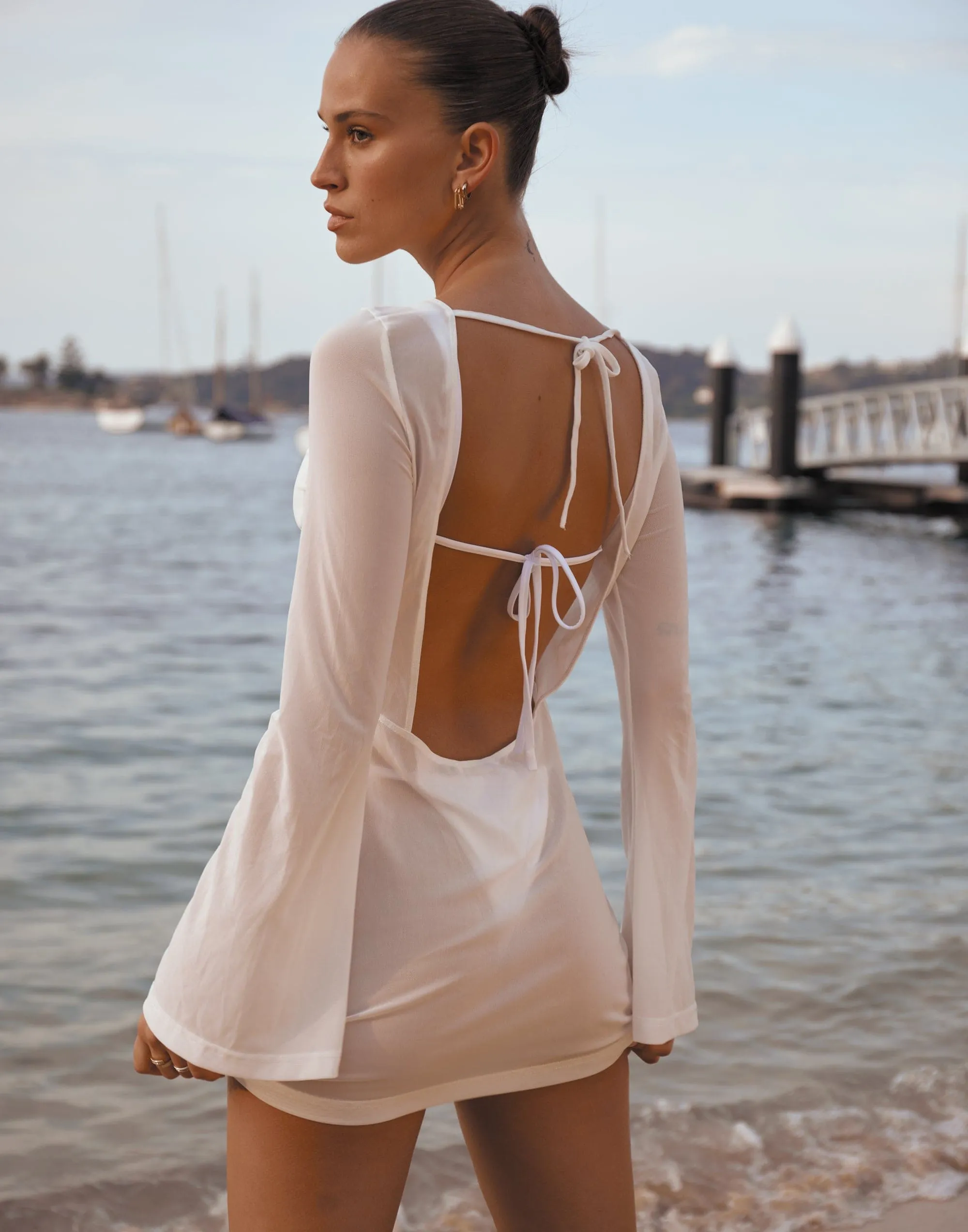 Make Waves Mini Dress (White) sold by Charcoal Clothing