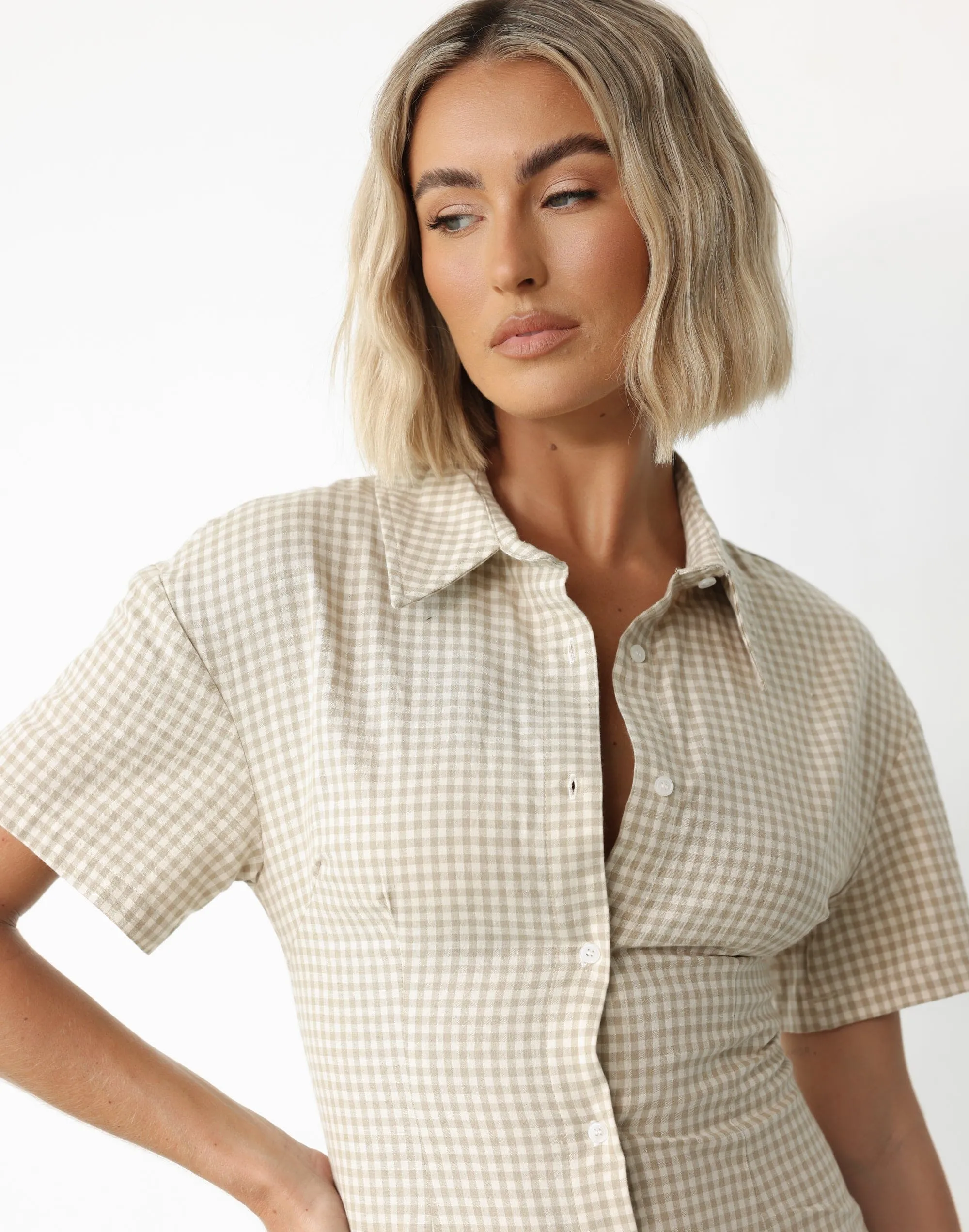 Lua Maxi Dress (Beige Gingham) sold by Charcoal Clothing product image thumbnail 2