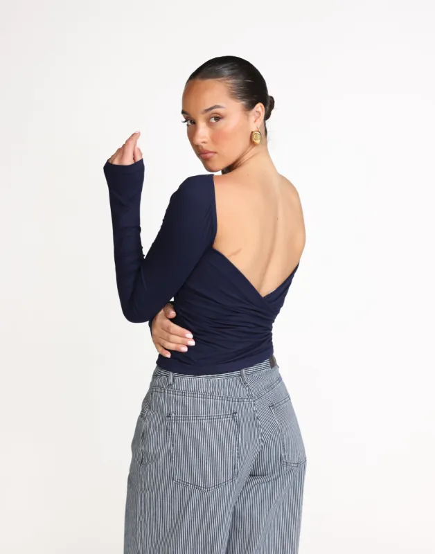 Lowen Long Sleeve Top (Navy) sold by Charcoal Clothing