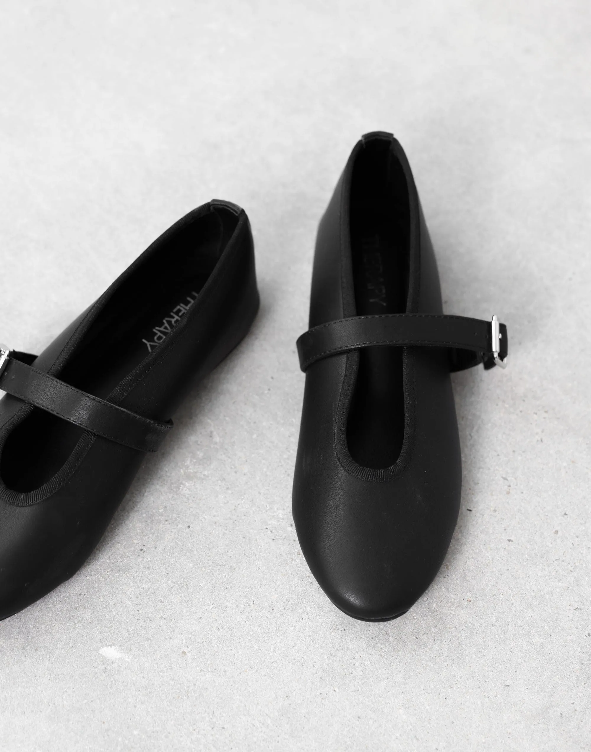 Amina Ballet Flat (Black Smooth PU) - By Therapy sold by Charcoal Clothing product image thumbnail 2