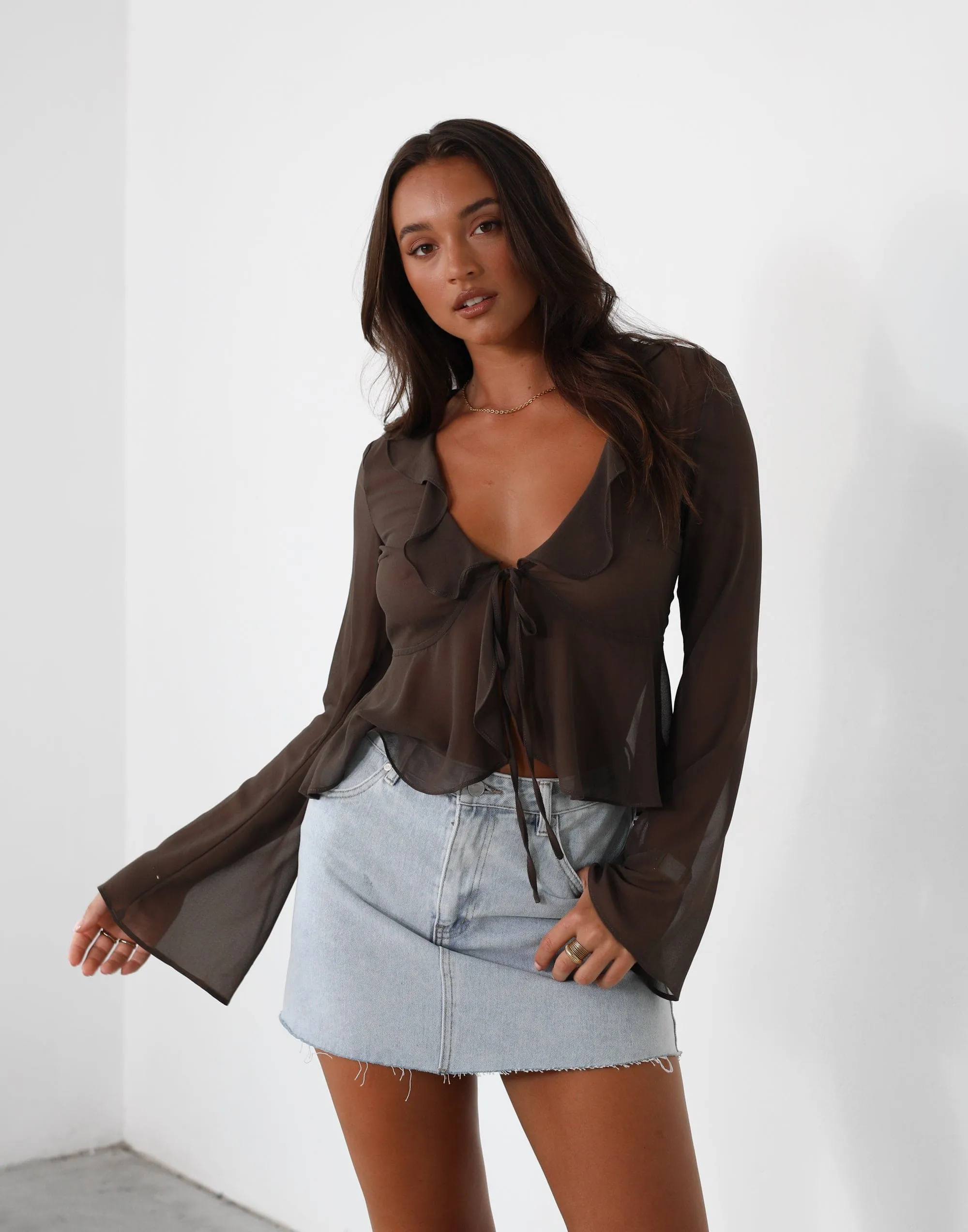 Leah Long Sleeve Top (Coffee) sold by Charcoal Clothing product image thumbnail 2