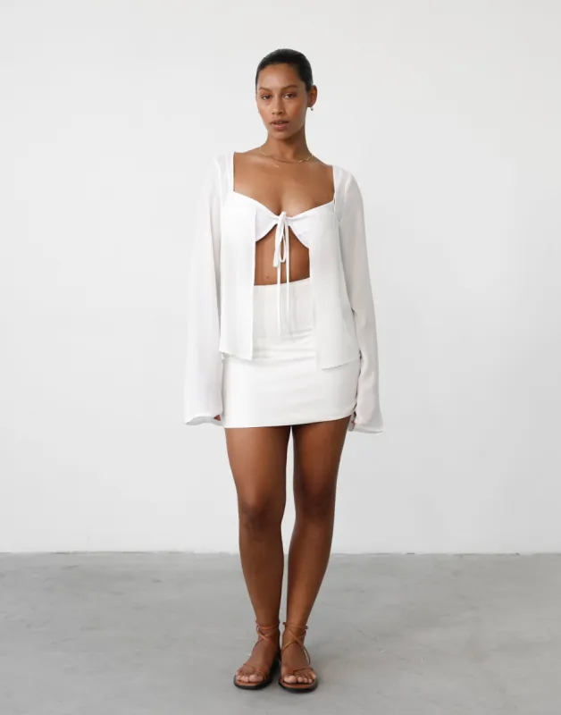 Como Linen Mini Skirt (White) sold by Charcoal Clothing