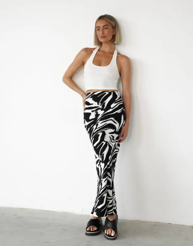 Sye Maxi Skirt (Black/White Print) made by Charcoal Clothing
