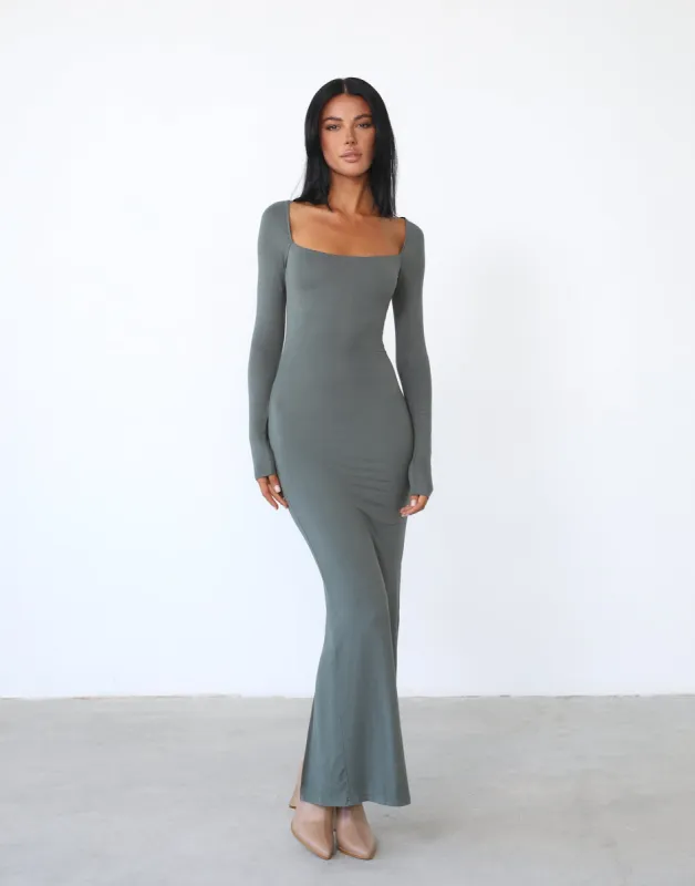 Eyes On Me Maxi Dress (Khaki) sold by Charcoal Clothing