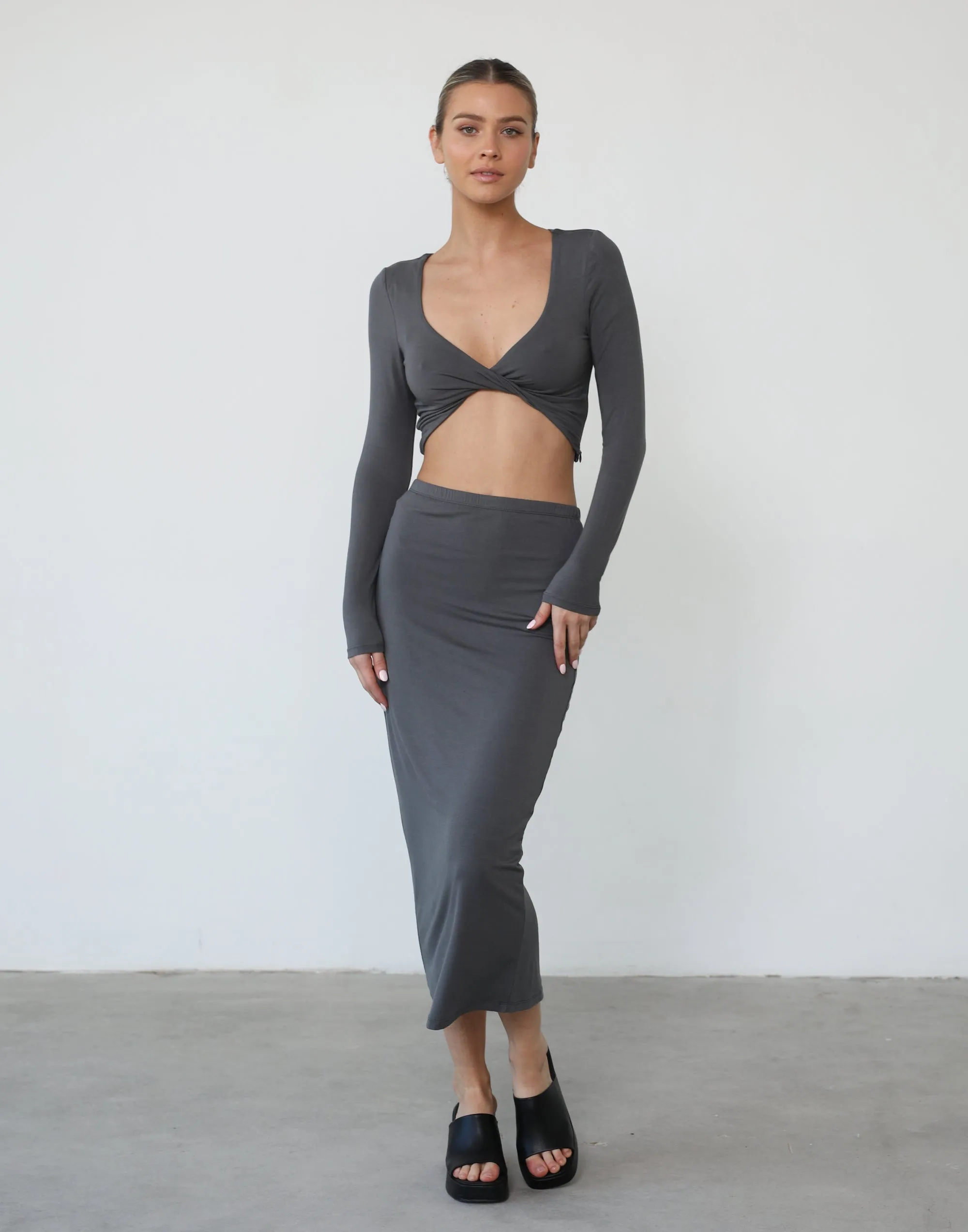 Clerisse Long Sleeve Top (Charcoal) sold by Charcoal Clothing