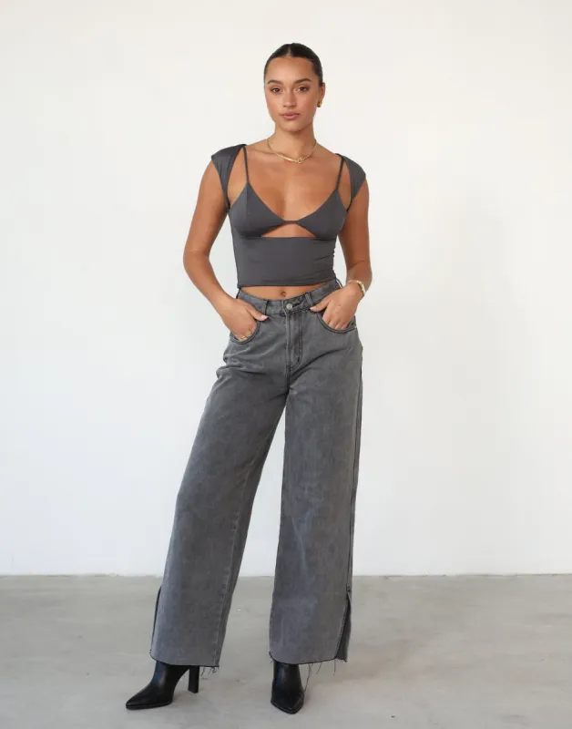 Romy Crop Top (Slate) sold by Charcoal Clothing