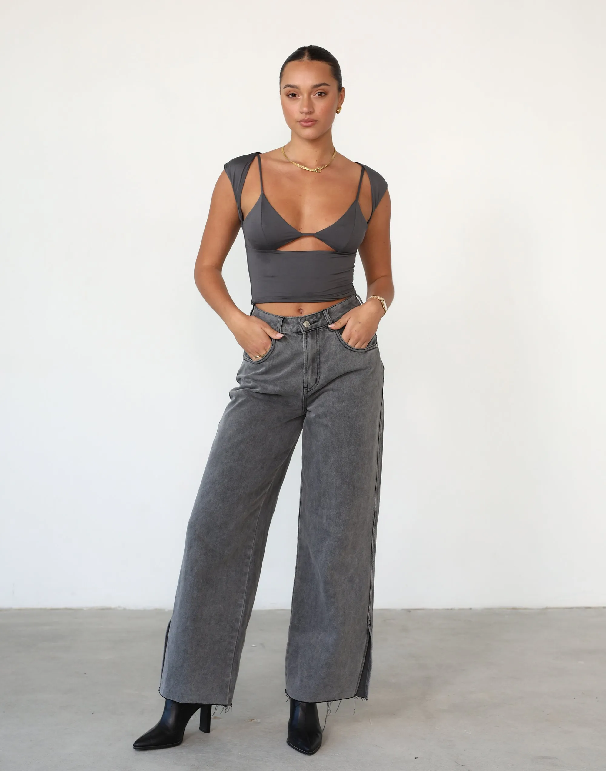 Romy Crop Top (Slate) sold by Charcoal Clothing