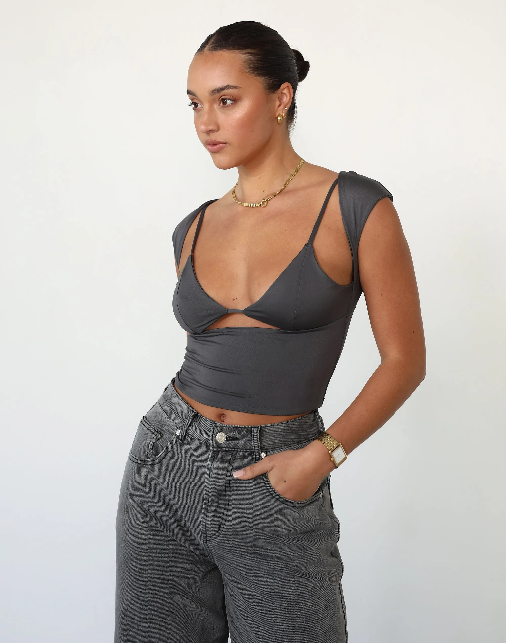 Romy Crop Top (Slate) sold by Charcoal Clothing product image thumbnail 2