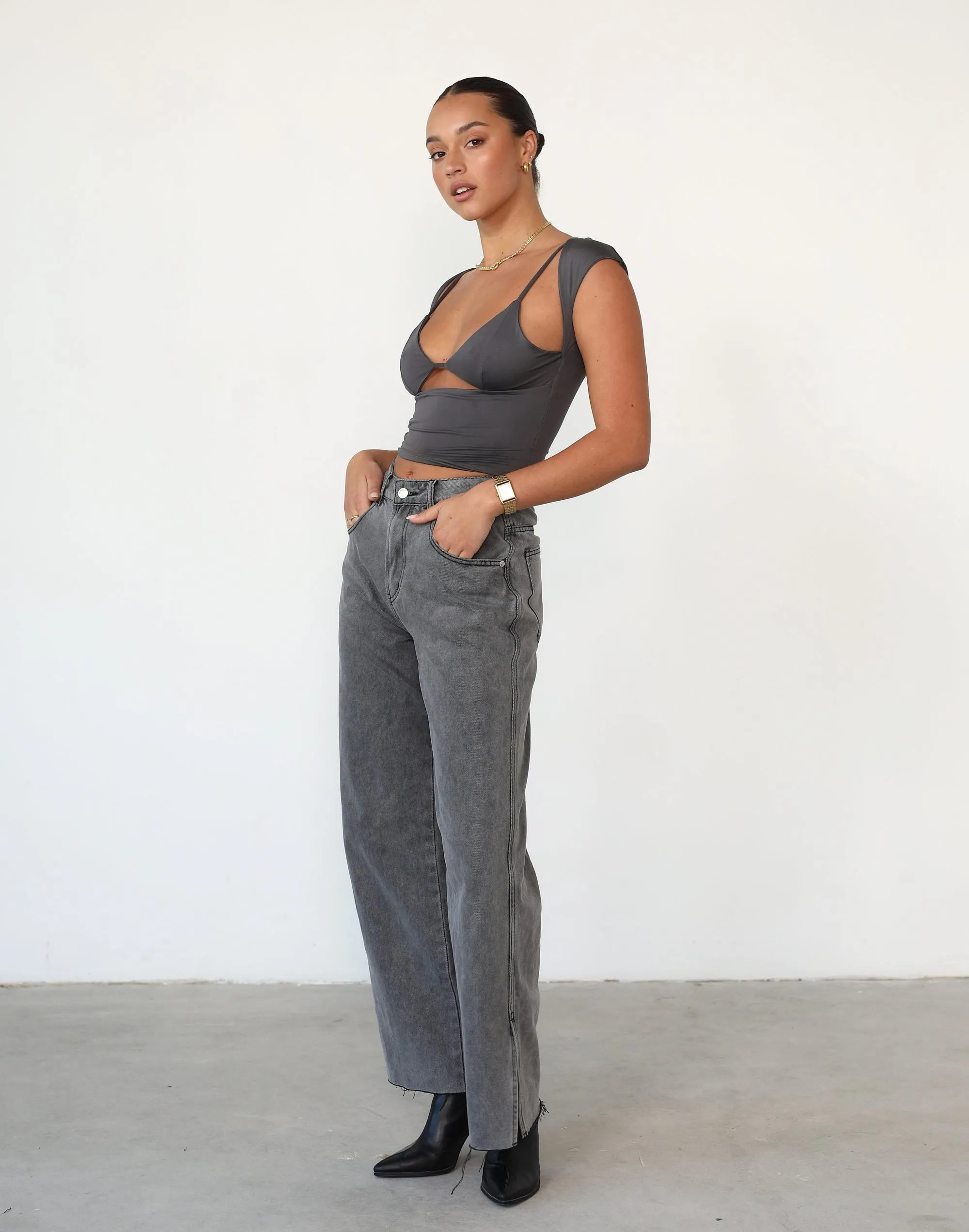 Romy Crop Top (Slate) sold by Charcoal Clothing product image thumbnail 3