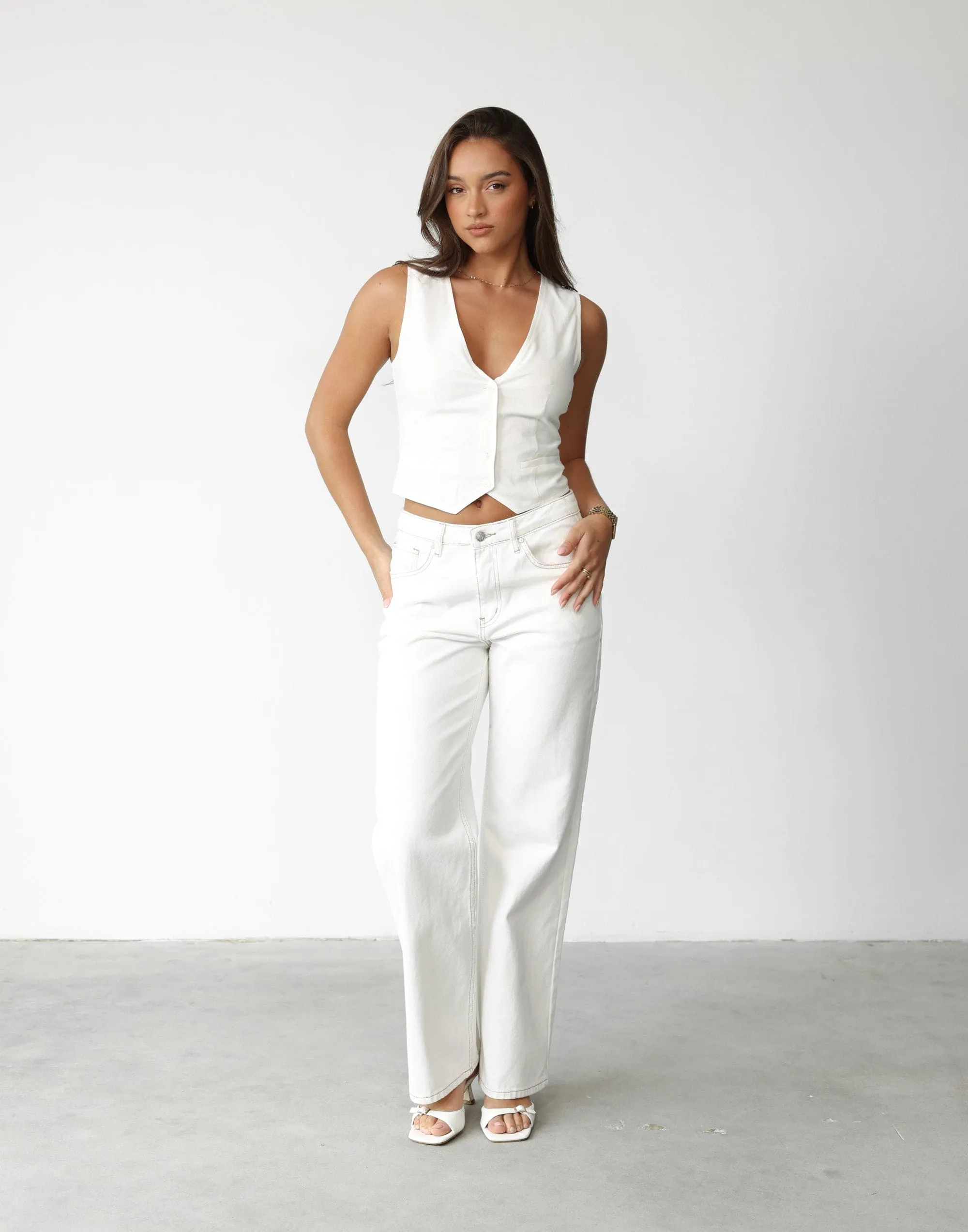 Keanna Linen Vest Top (White) sold by Charcoal Clothing product image thumbnail 3