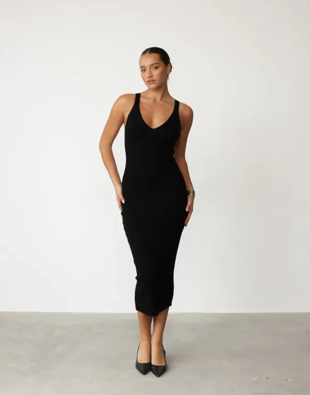 Mariam Midi Dress (Black) sold by Charcoal Clothing