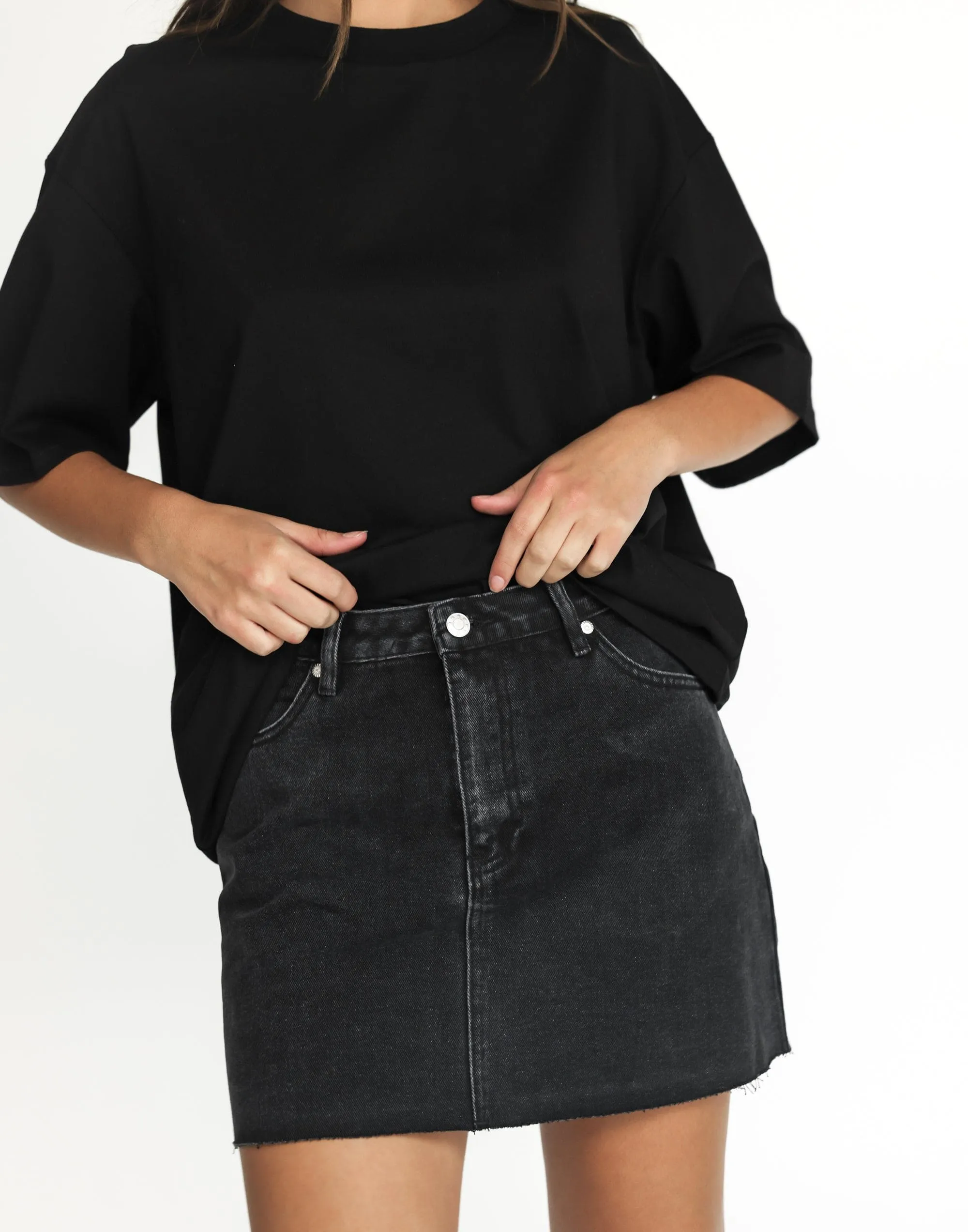 Rowan Denim Mini Skirt (Vintage Black) sold by Charcoal Clothing product image thumbnail 4