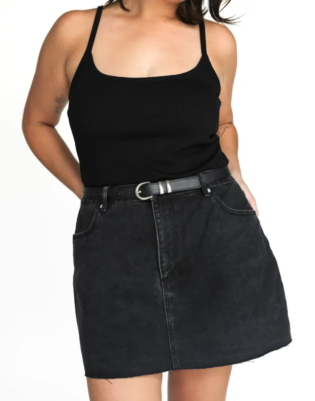 Rowan Denim Mini Skirt (Vintage Black) sold by Charcoal Clothing