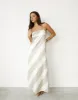 Kacey Maxi Dress (Beige Stripe) sold by Charcoal Clothing