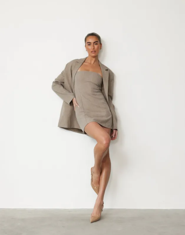 Eleanor Mini Dress (Stone) sold by Charcoal Clothing
