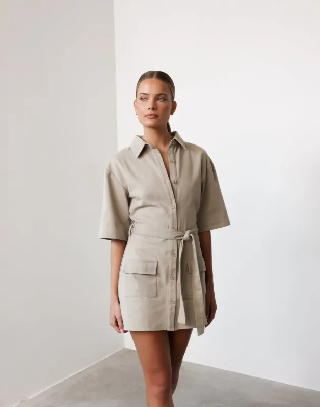 Roxy Mini Dress (Sand) sold by Charcoal Clothing