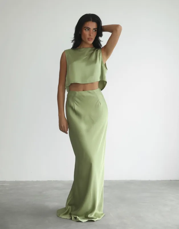Sincerity Maxi Skirt (Sage) sold by Charcoal Clothing