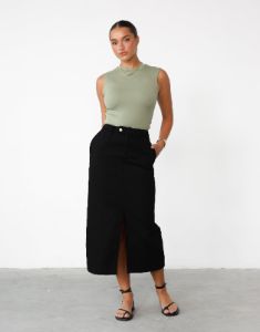 Leiya Midi Skirt (Black) sold by Charcoal Clothing