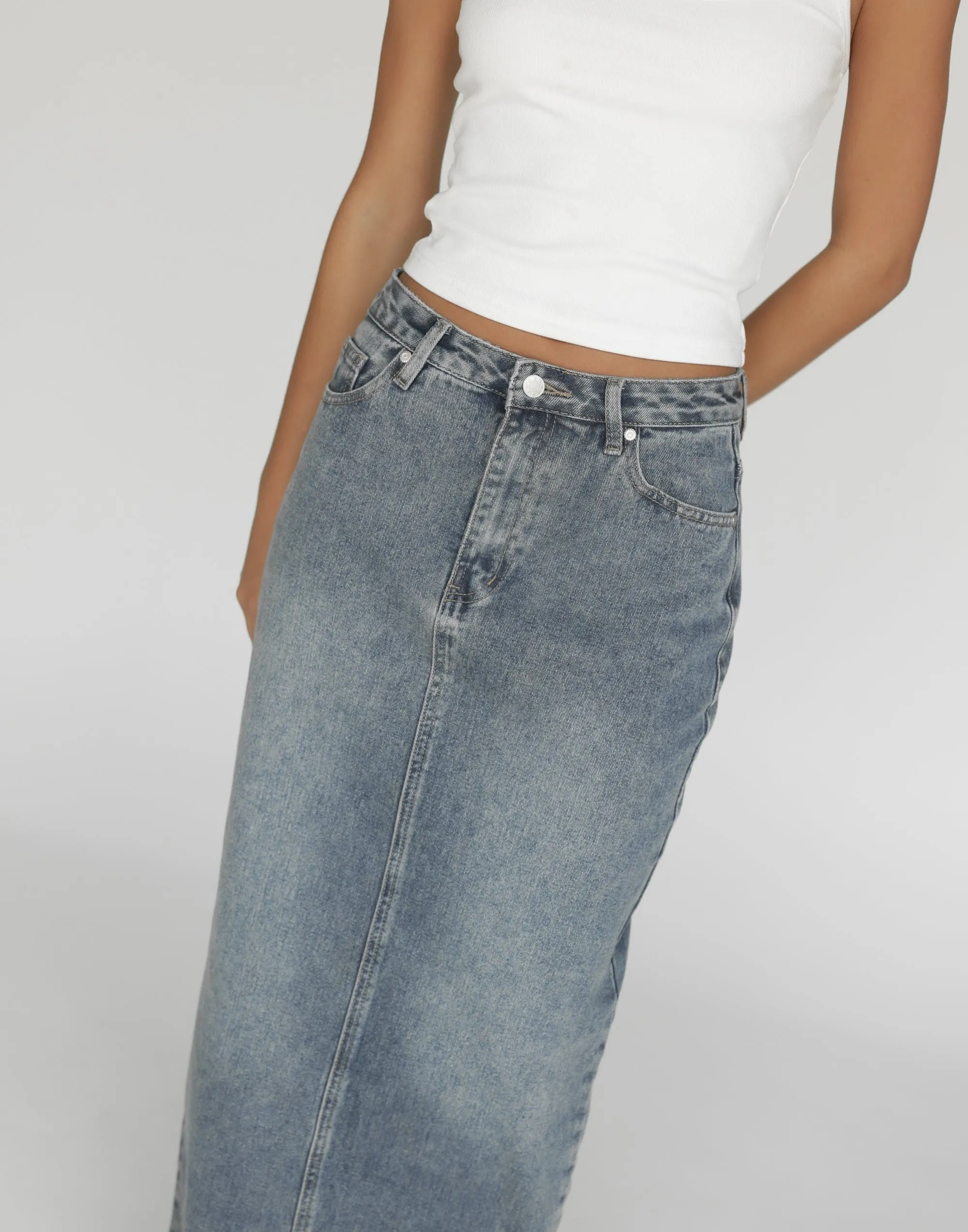 Tyler Denim Maxi Skirt (Faded) sold by Charcoal Clothing product image thumbnail 5