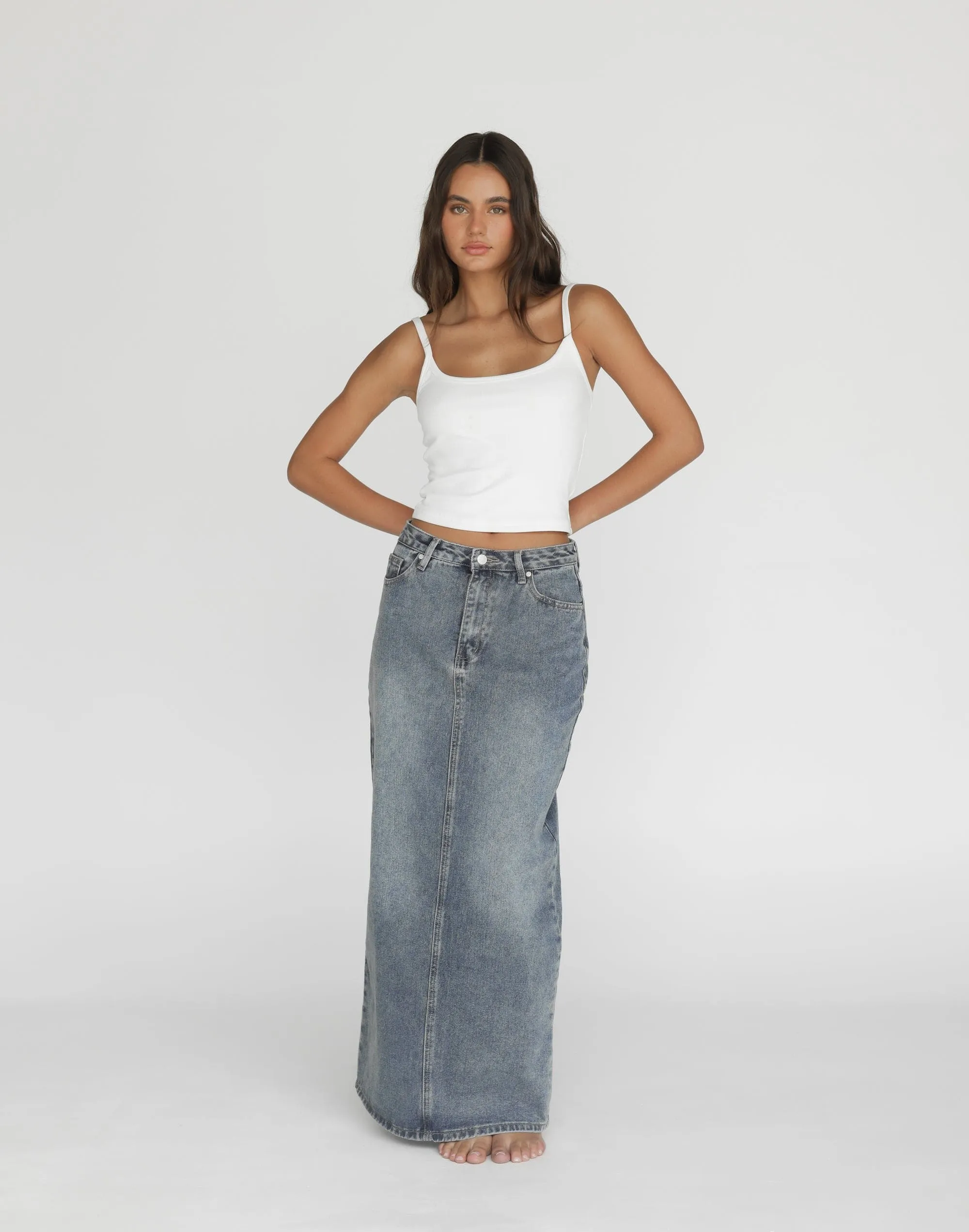 Tyler Denim Maxi Skirt (Faded) sold by Charcoal Clothing product image thumbnail 2