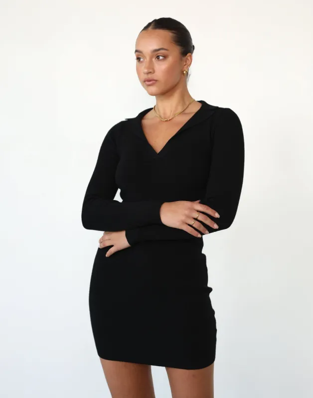 Sara Long Sleeve Mini Dress (Black) sold by Charcoal Clothing