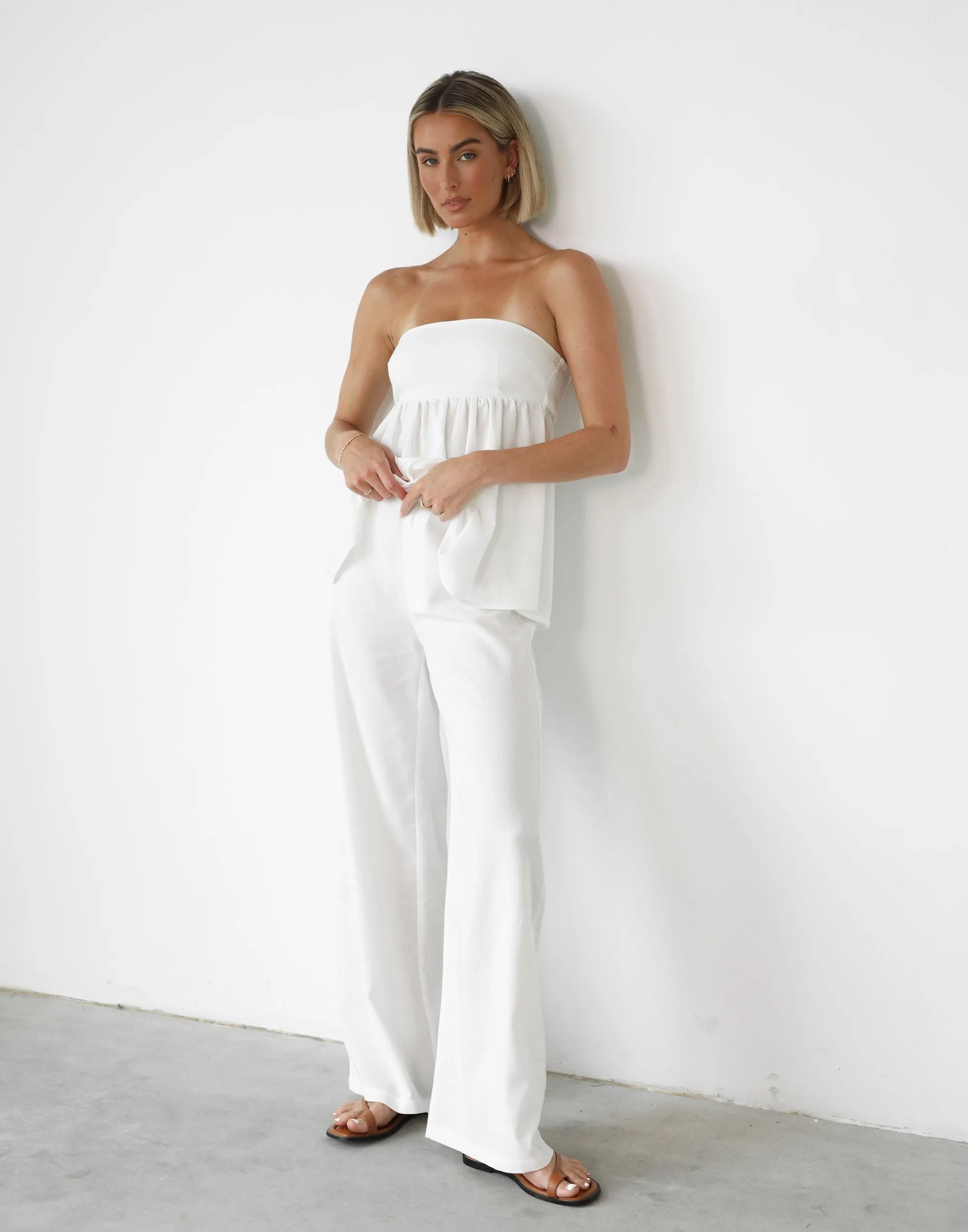 Tarsha Strapless Linen Top (White) sold by Charcoal Clothing product image thumbnail 2