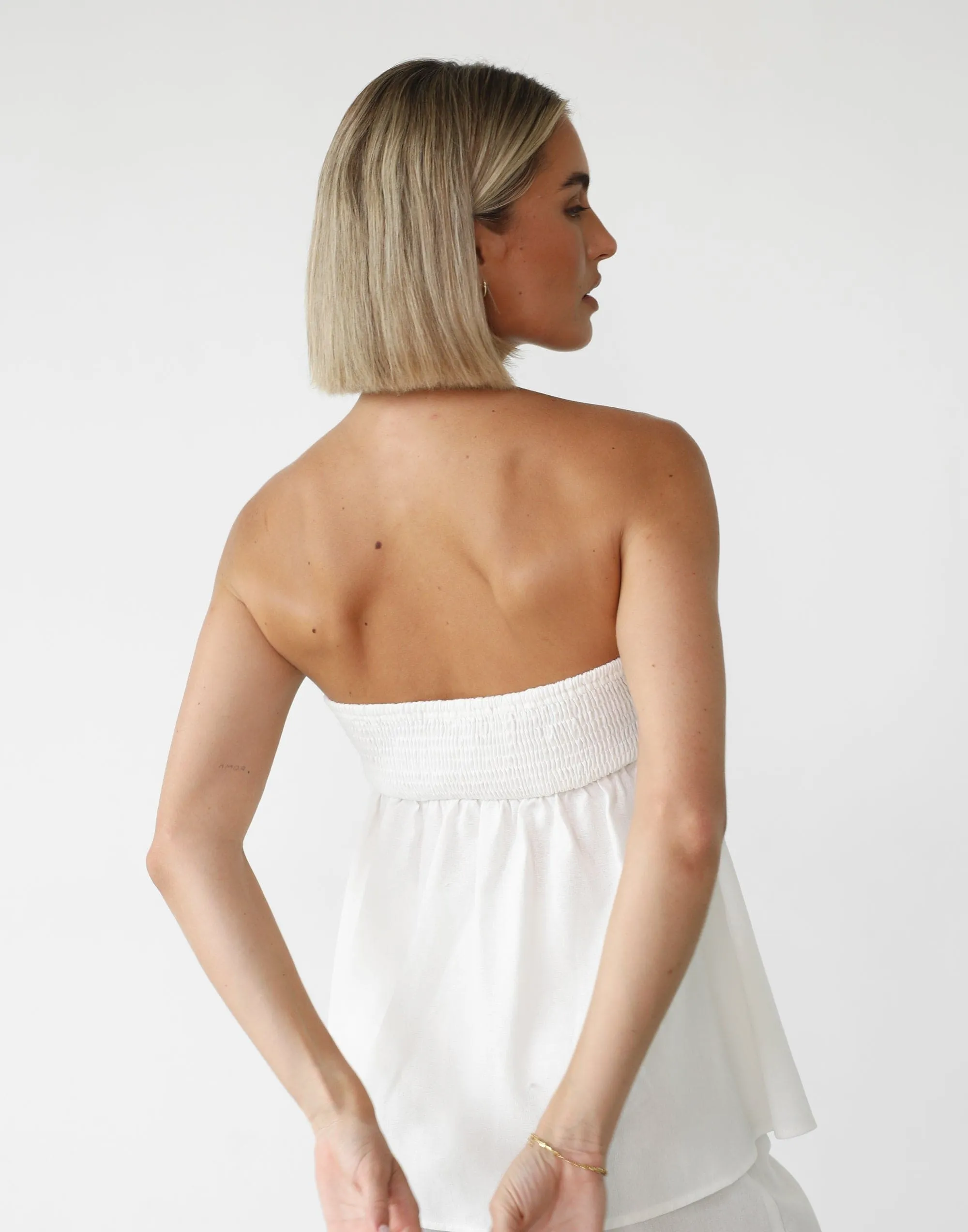 Tarsha Strapless Linen Top (White) sold by Charcoal Clothing product image thumbnail 3