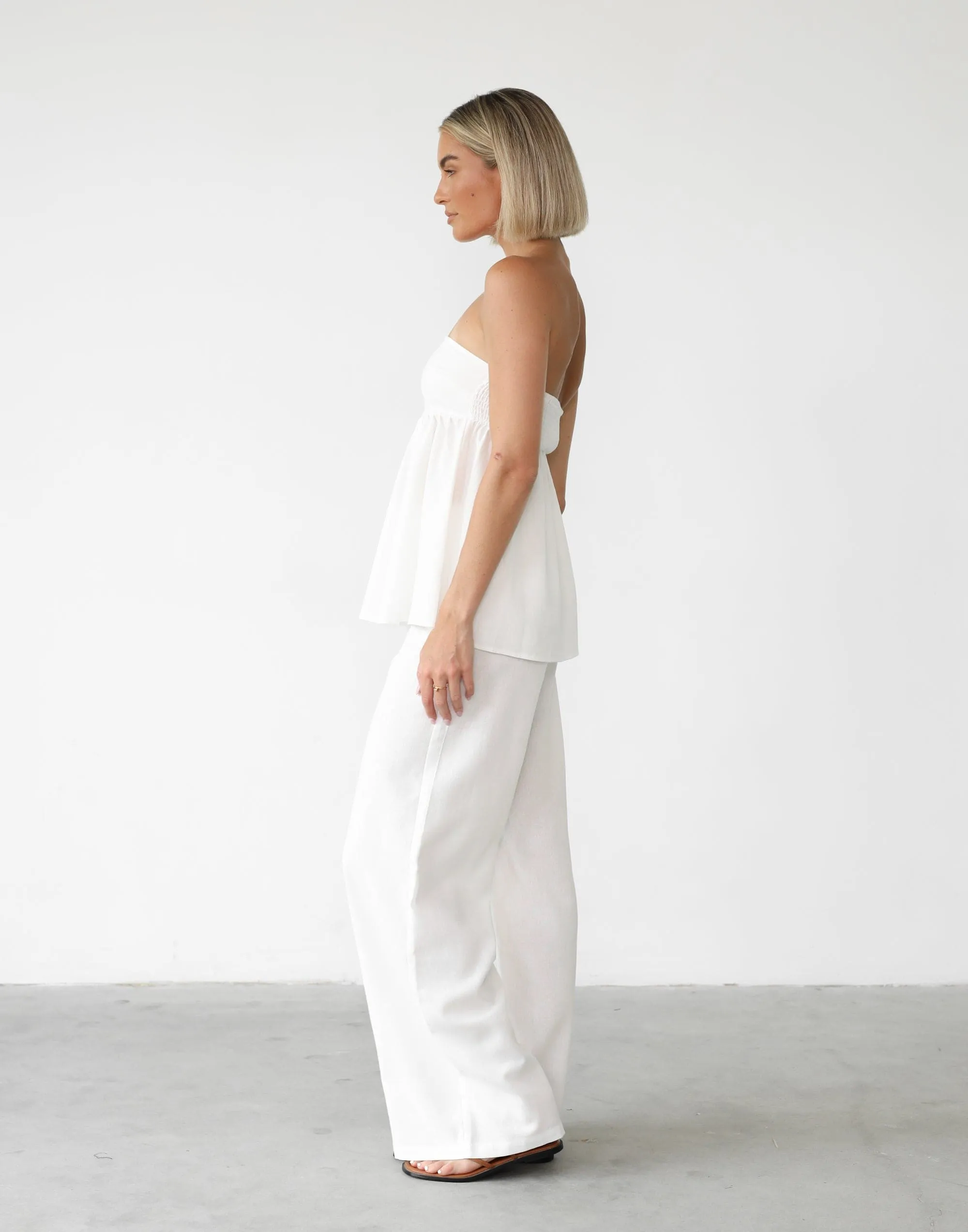Tarsha Strapless Linen Top (White) sold by Charcoal Clothing product image thumbnail 4