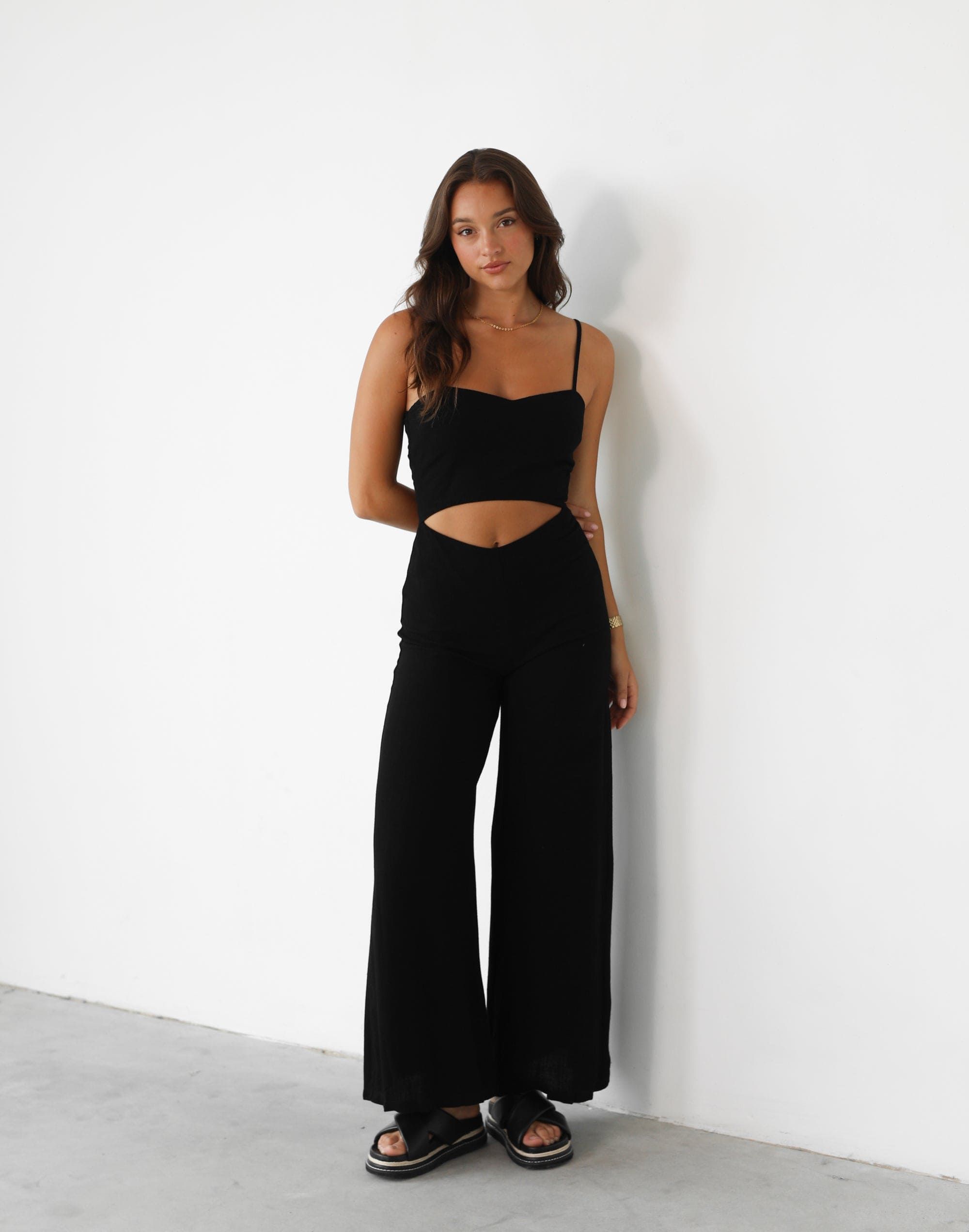 Islah Linen Jumpsuit (Black) sold by Charcoal Clothing