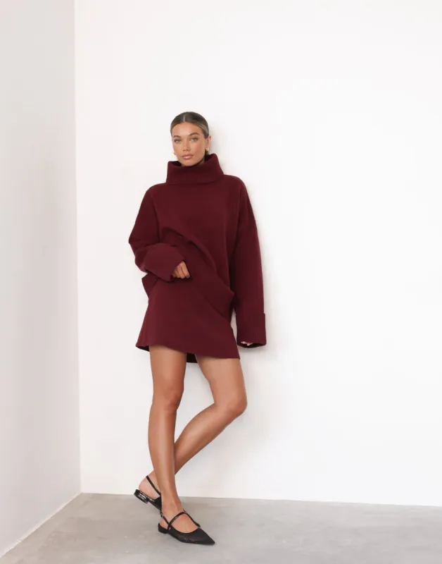 Joey Mini Skirt (Wine) sold by Charcoal Clothing