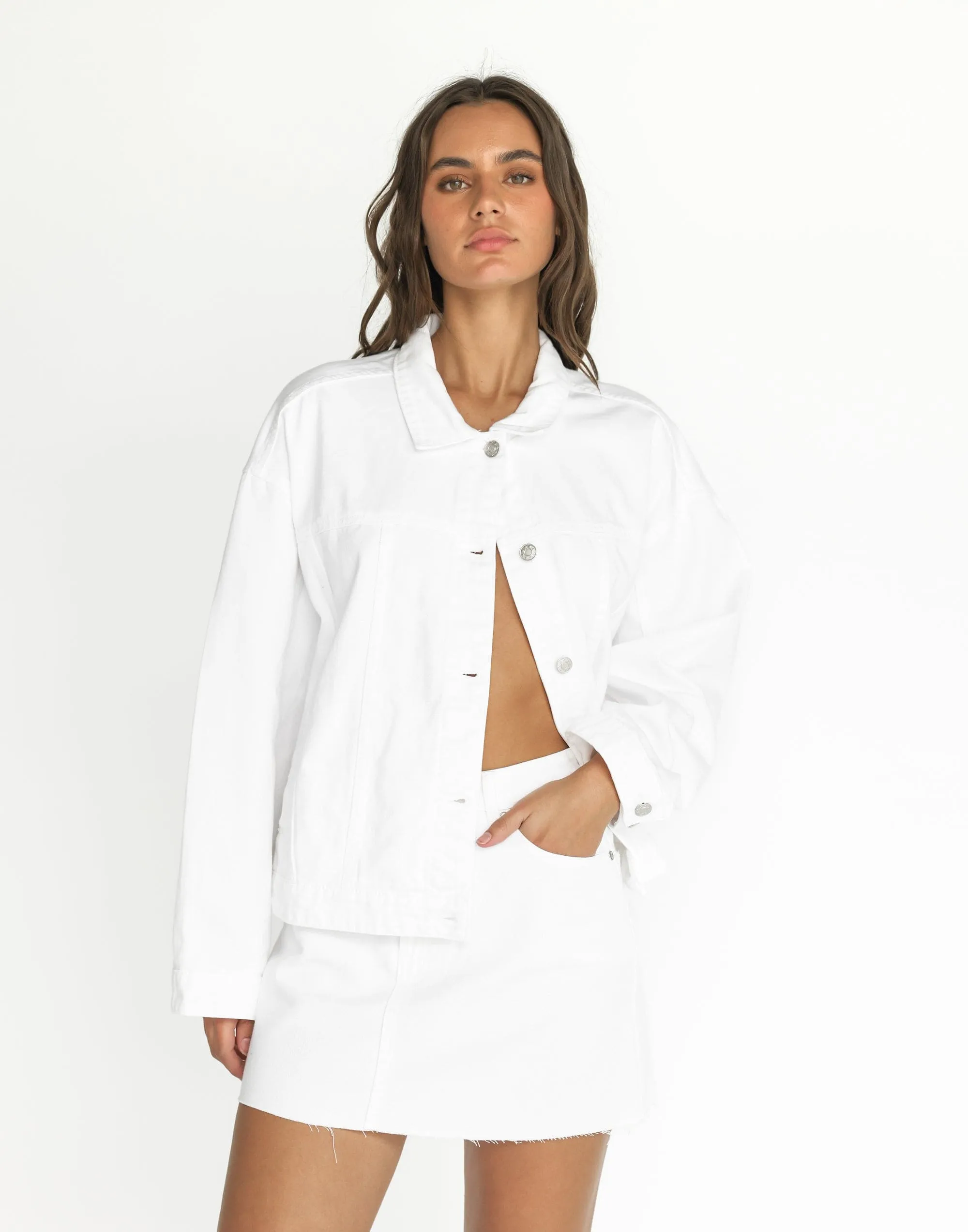 Rowan Denim Mini Skirt (White) sold by Charcoal Clothing product image thumbnail 2