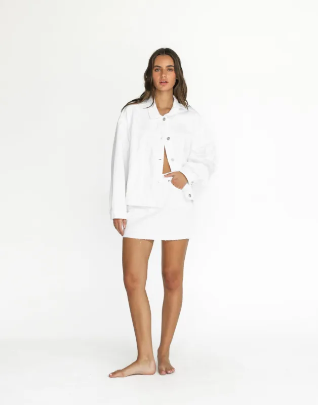 Rowan Denim Mini Skirt (White) sold by Charcoal Clothing