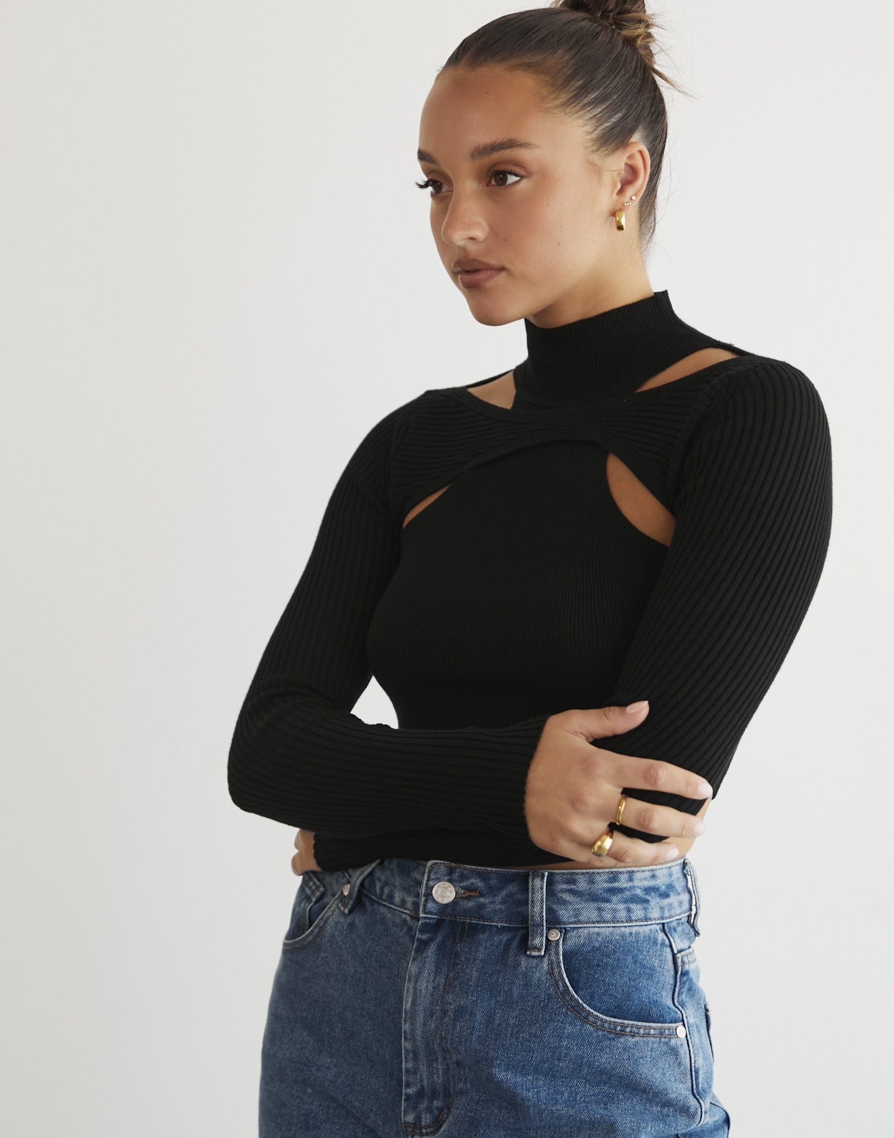 Kealey Long Sleeve Knit Top (Black) sold by Charcoal Clothing