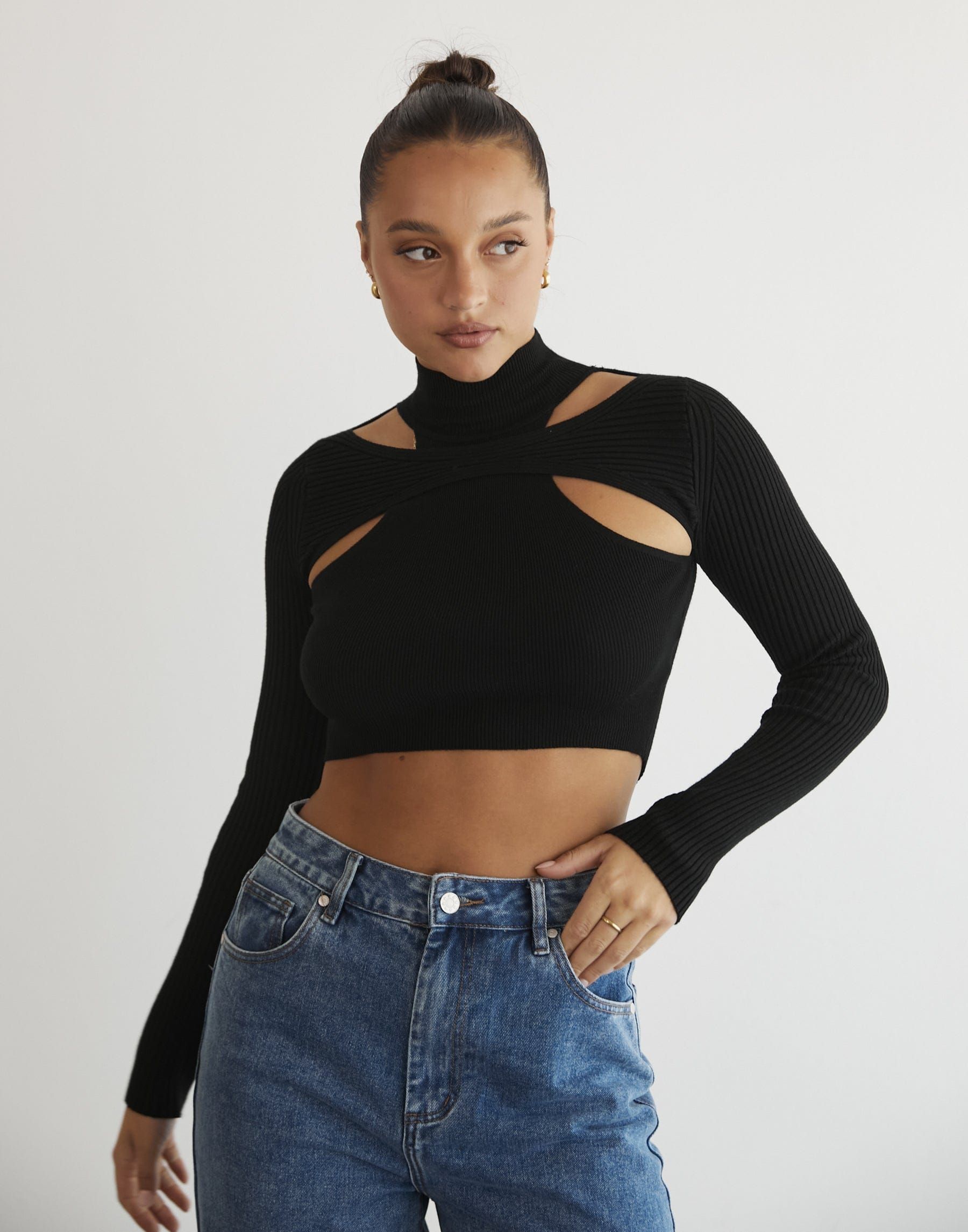 Kealey Long Sleeve Knit Top (Black) sold by Charcoal Clothing product image thumbnail 4