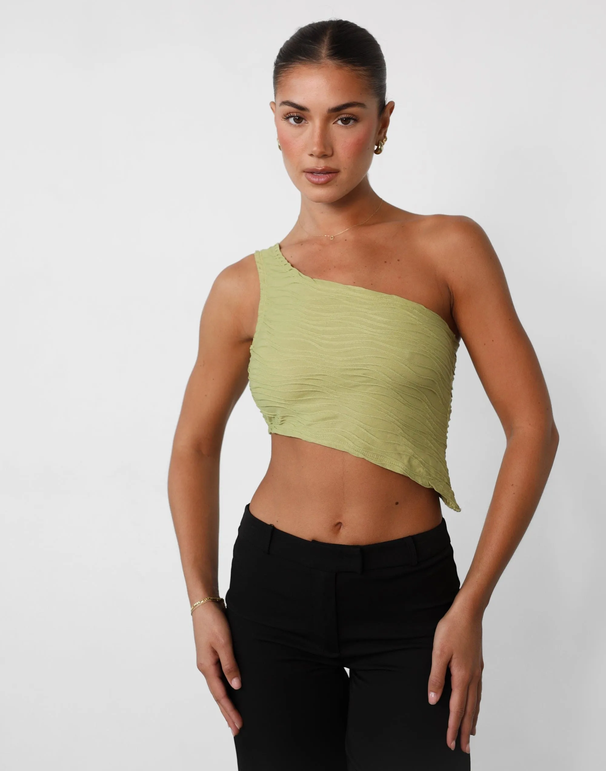 Yianna One Shoulder Top (Olive) sold by Charcoal Clothing product image thumbnail 2