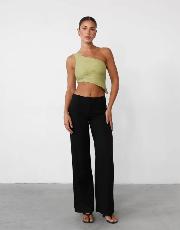 Yianna One Shoulder Top (Olive) sold by Charcoal Clothing