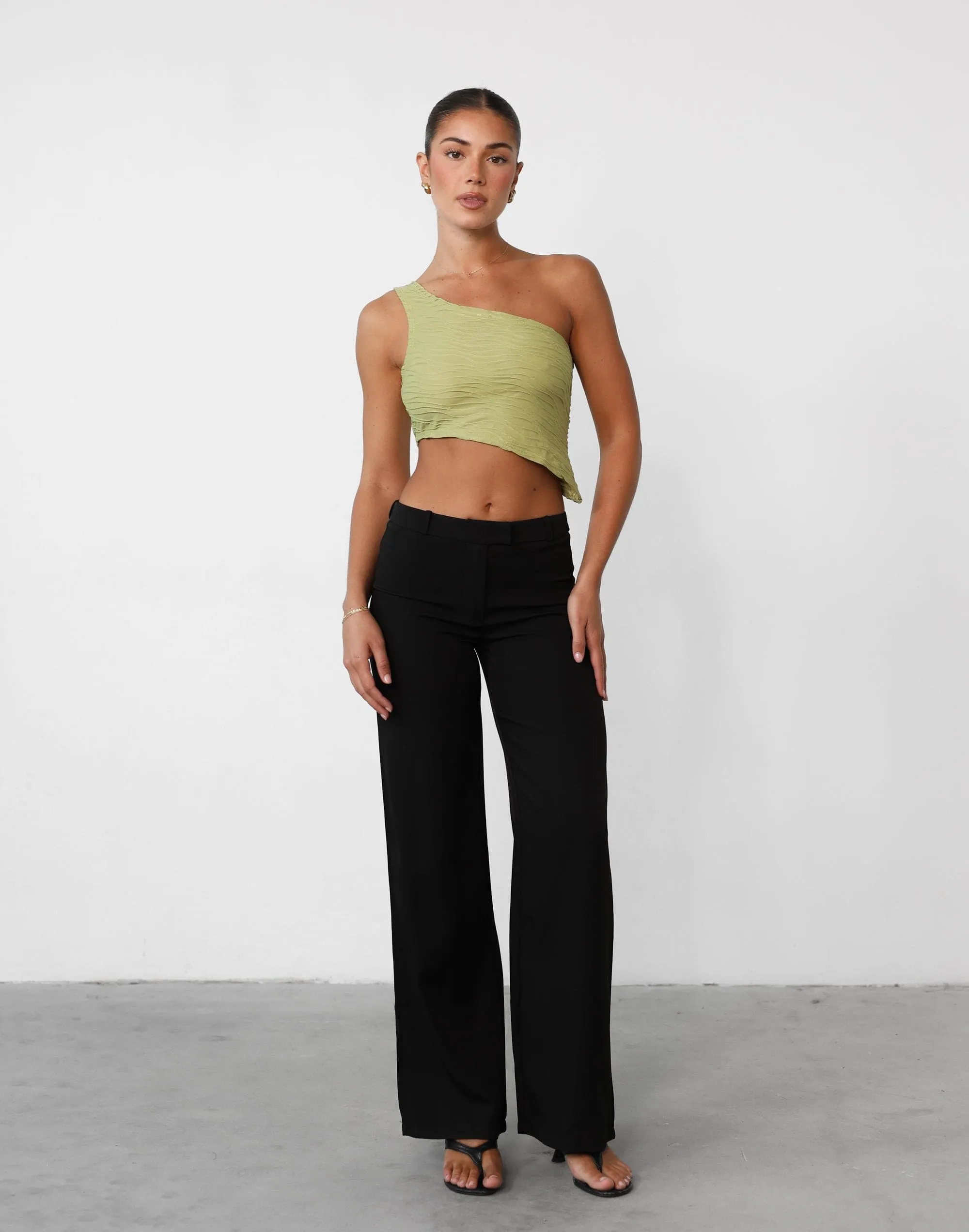 Yianna One Shoulder Top (Olive) sold by Charcoal Clothing