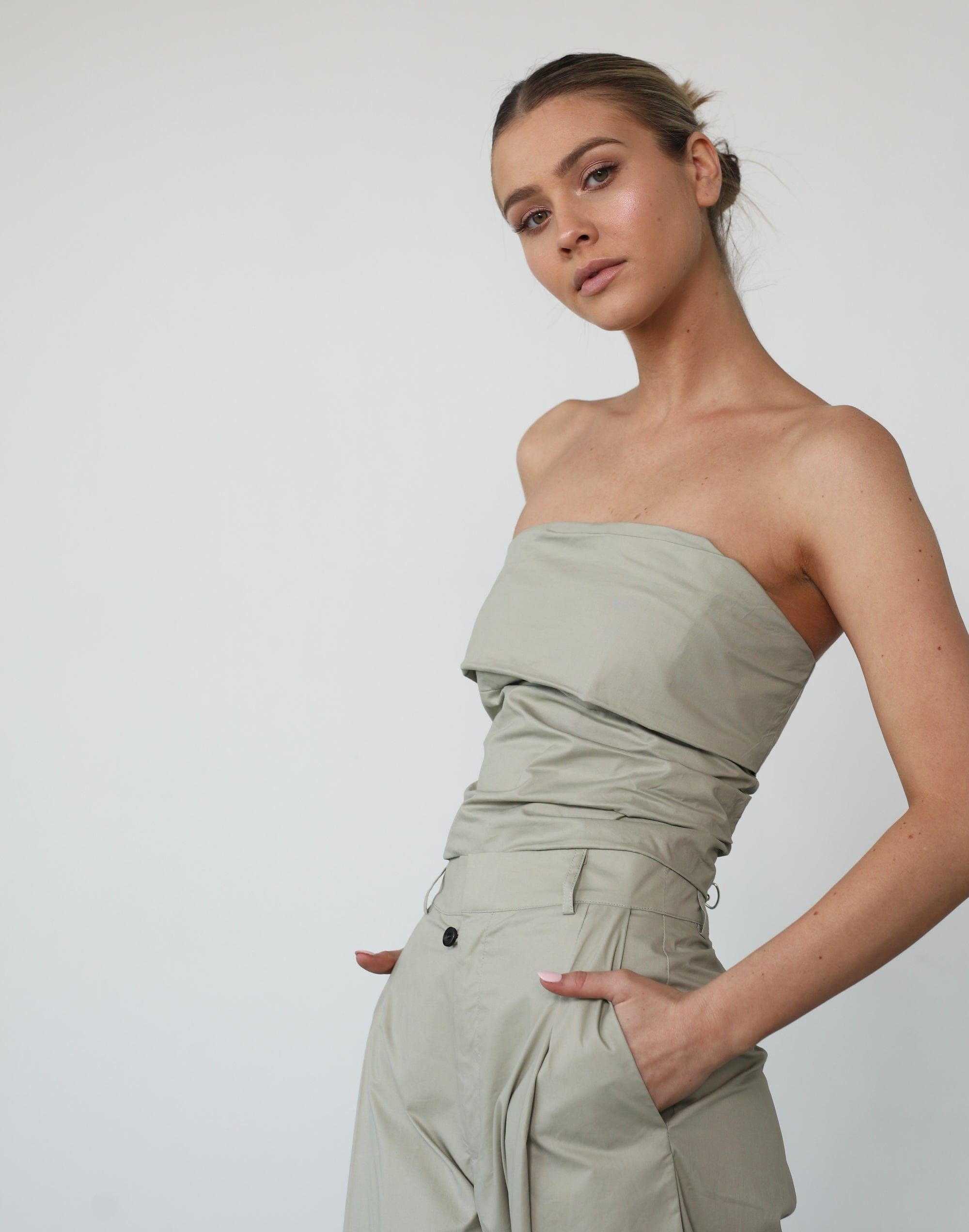 Smokeshow Strapless Top (Sage) - By Lioness sold by Charcoal Clothing