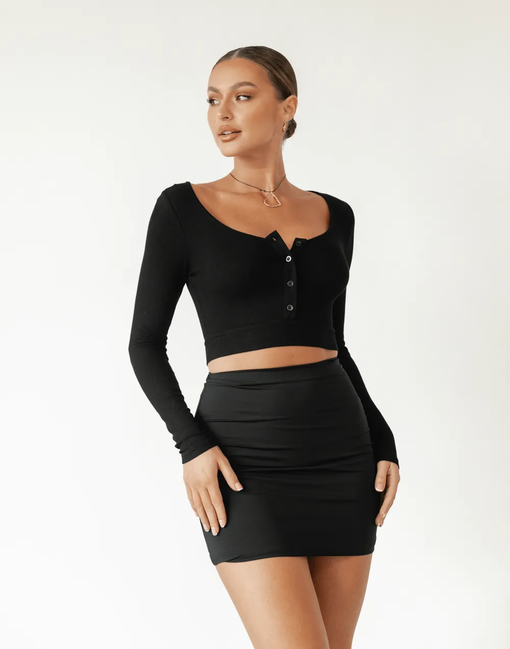 Corina Long Sleeve Top (Black) sold by Charcoal Clothing