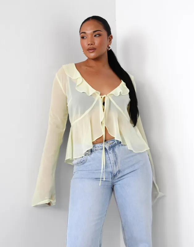 Leah Long Sleeve Top (Lemon) sold by Charcoal Clothing