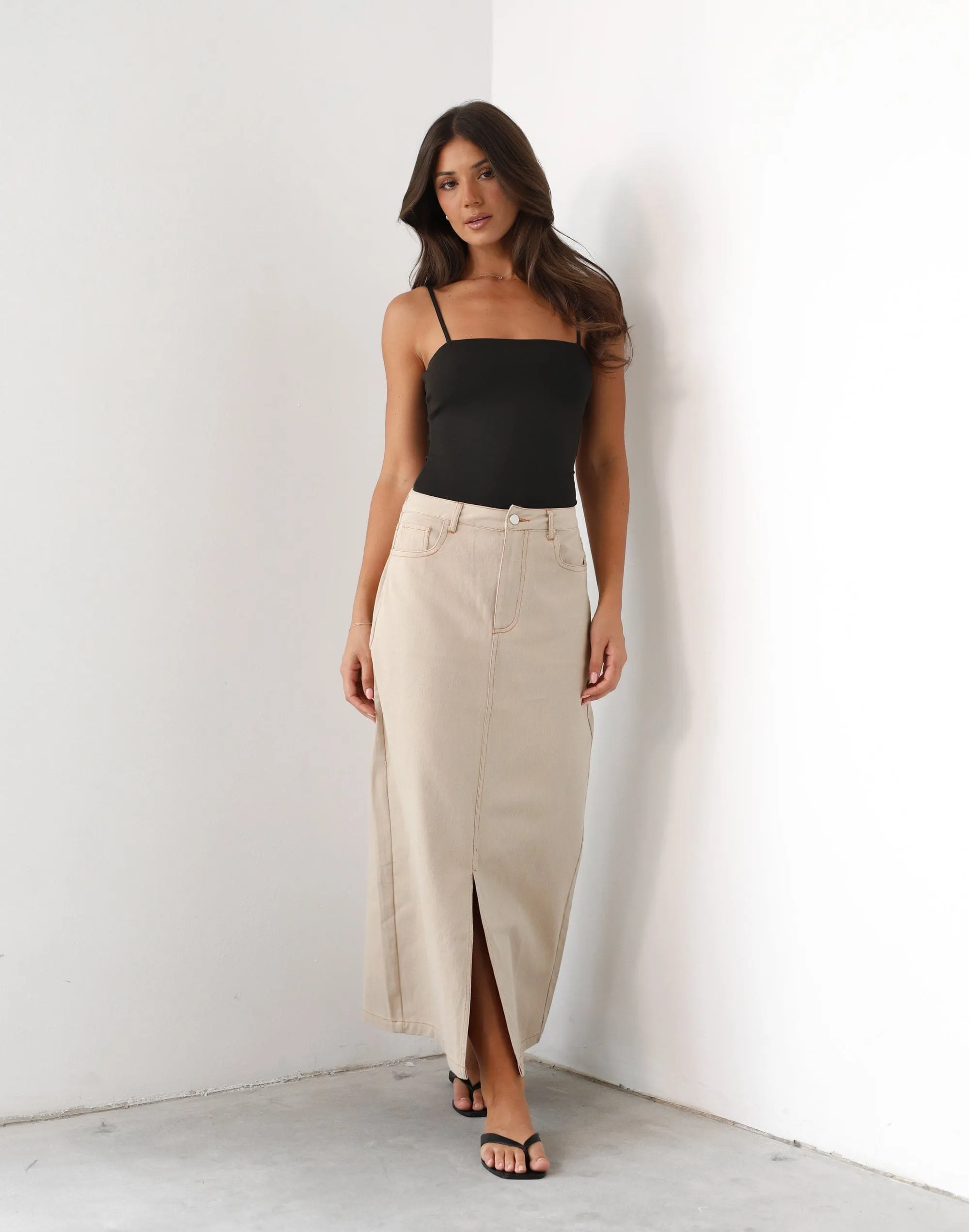 Yana Maxi Skirt (Beige) sold by Charcoal Clothing