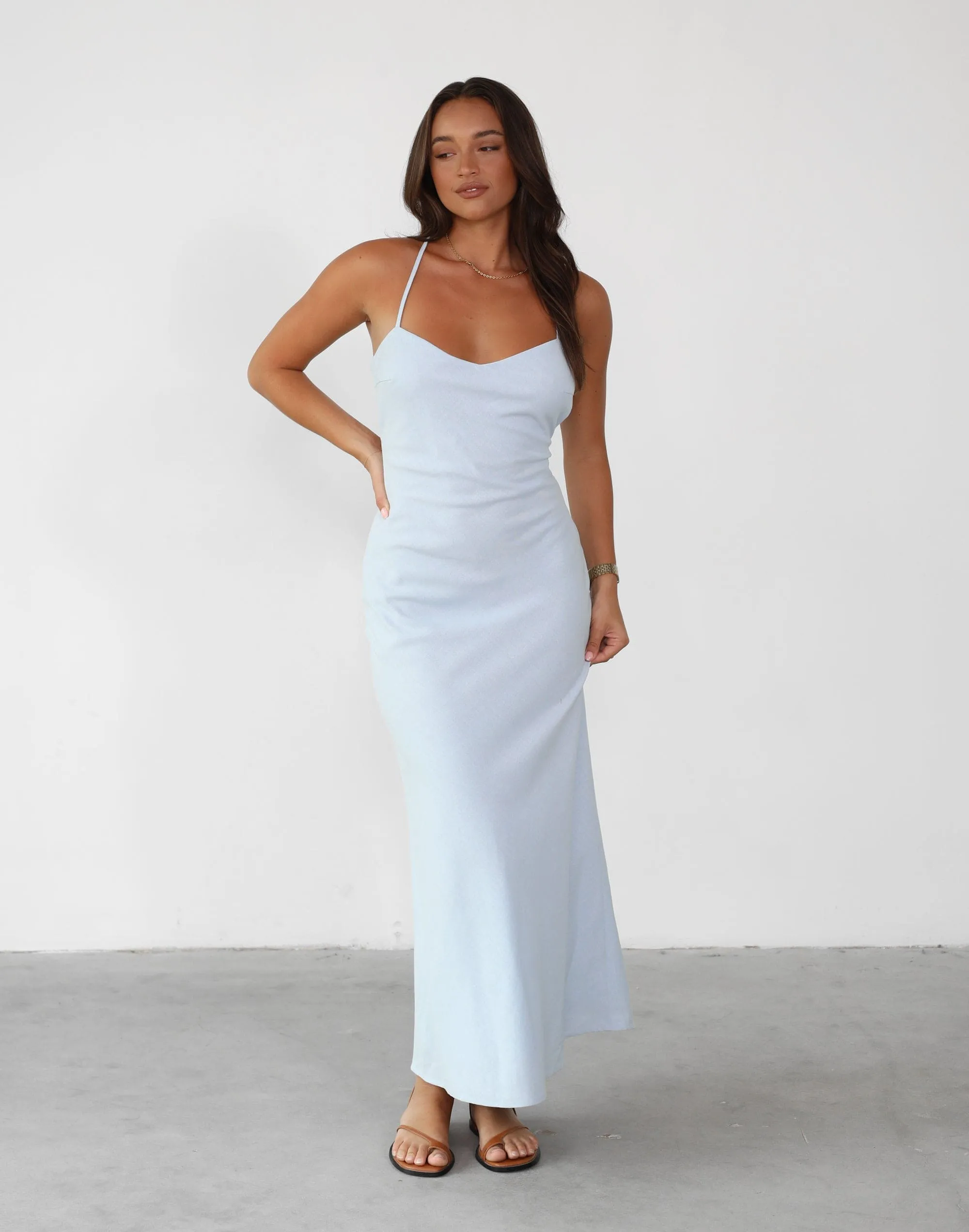Haylie Linen Maxi Dress (Sky) sold by Charcoal Clothing product image thumbnail 3