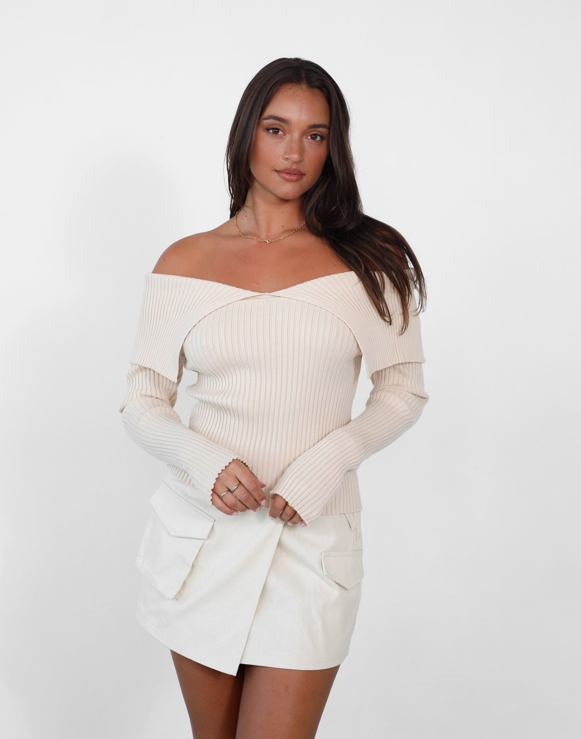 Diana Long Sleeve Top (Beige) sold by Charcoal Clothing