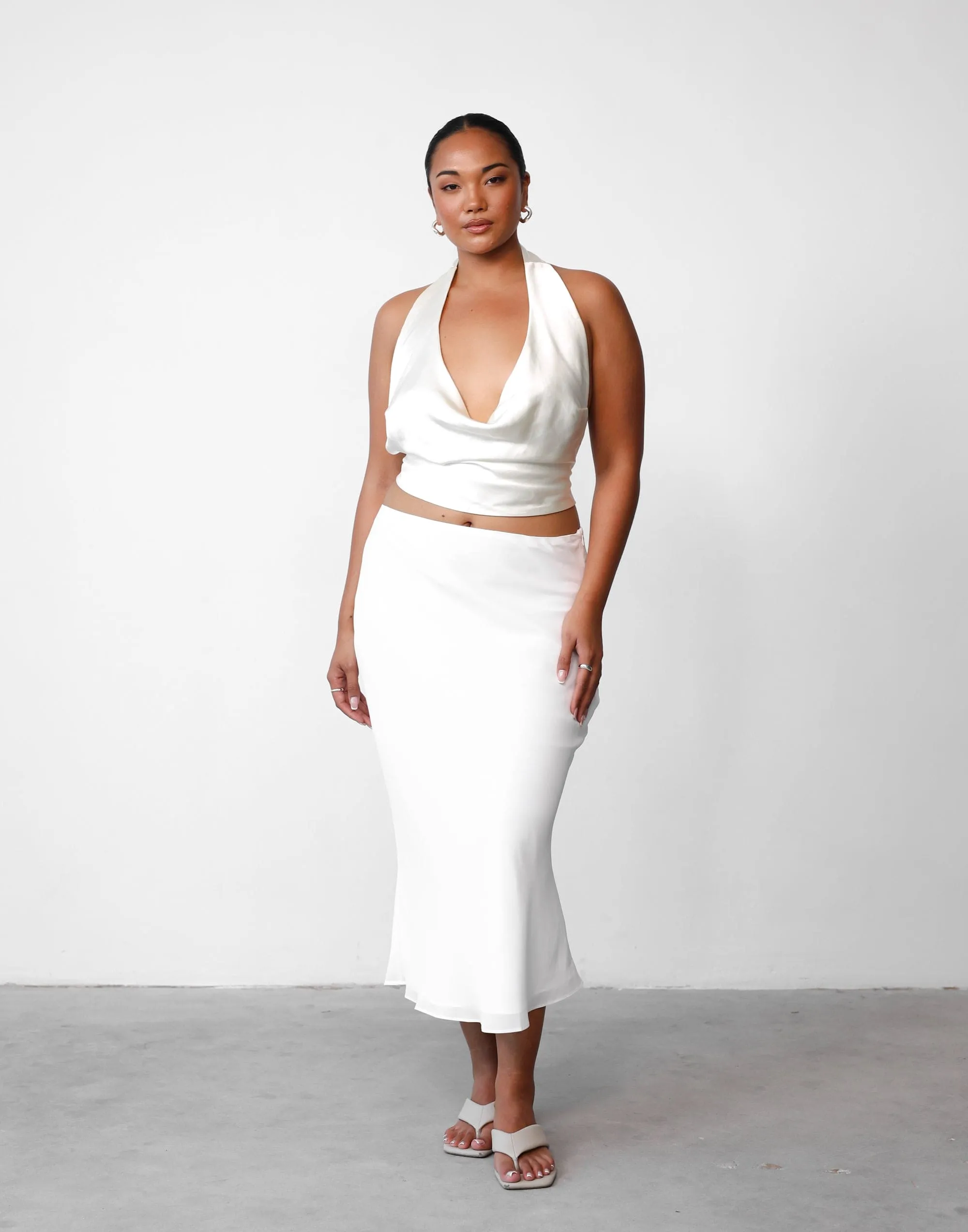 Isla Midi Skirt (White) sold by Charcoal Clothing